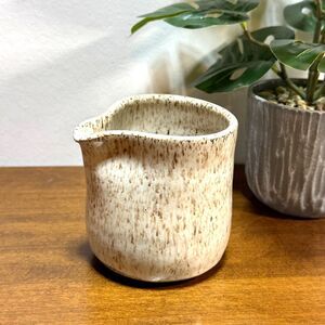 Studio Art Pottery Pitcher Creamer Artist Signed Speckled Stoneware 4"